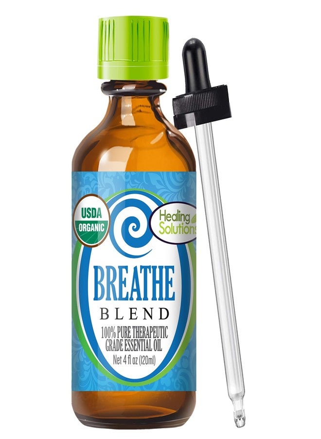 Healing Solutions Breathe Essential Oil Blend - 4 oz (120 ml) Organic, Pure, Undiluted - Breathe Easy Oil for Humidifier, Diffuser, Aromatherapy - Image 1